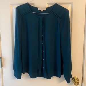 LOFT emerald green blouse size small